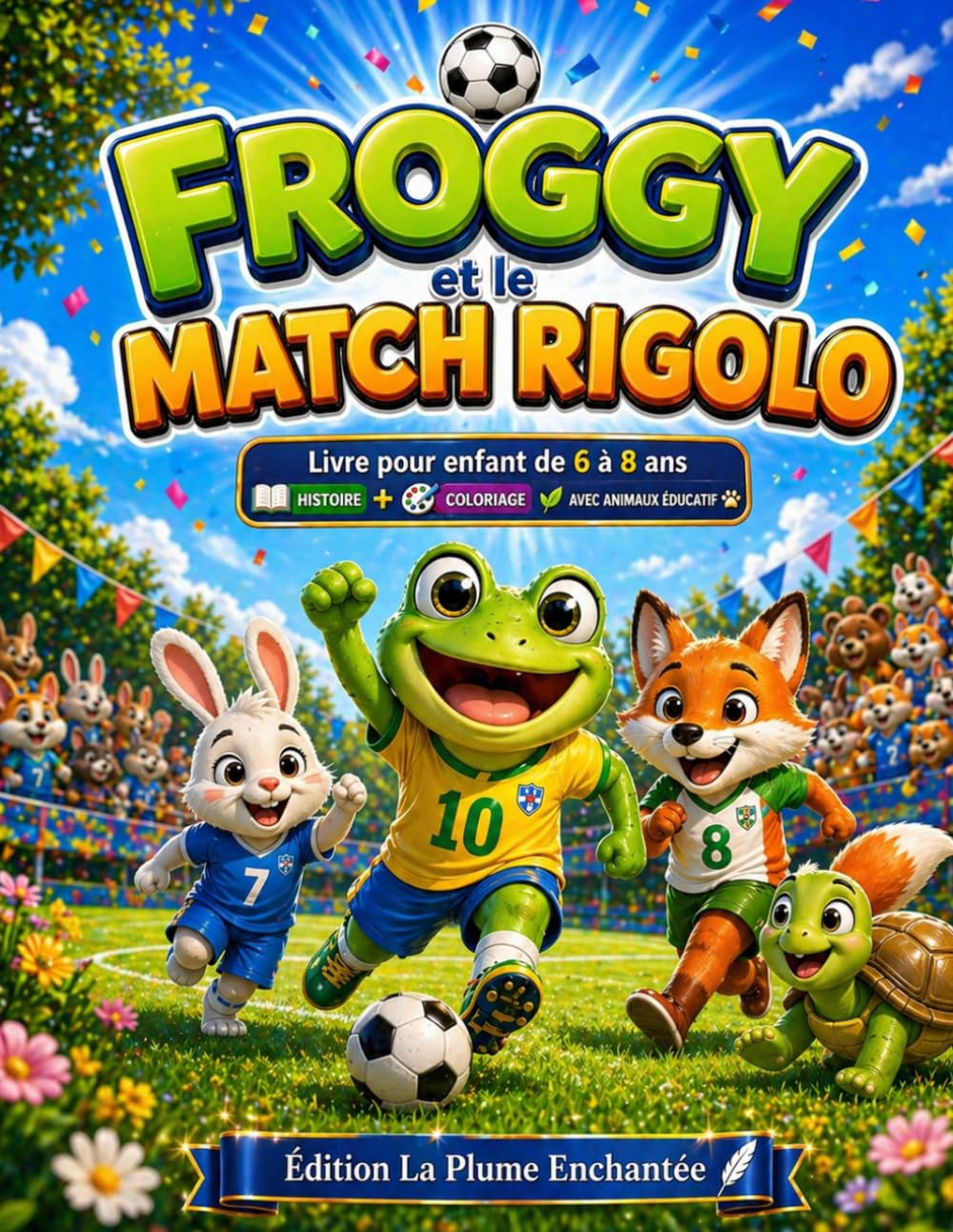 Froggy et le Match Rigolo.: Un livre de coloriage amusant avec des animaux et un ballon – Pour enfants de 6 à 8 ans