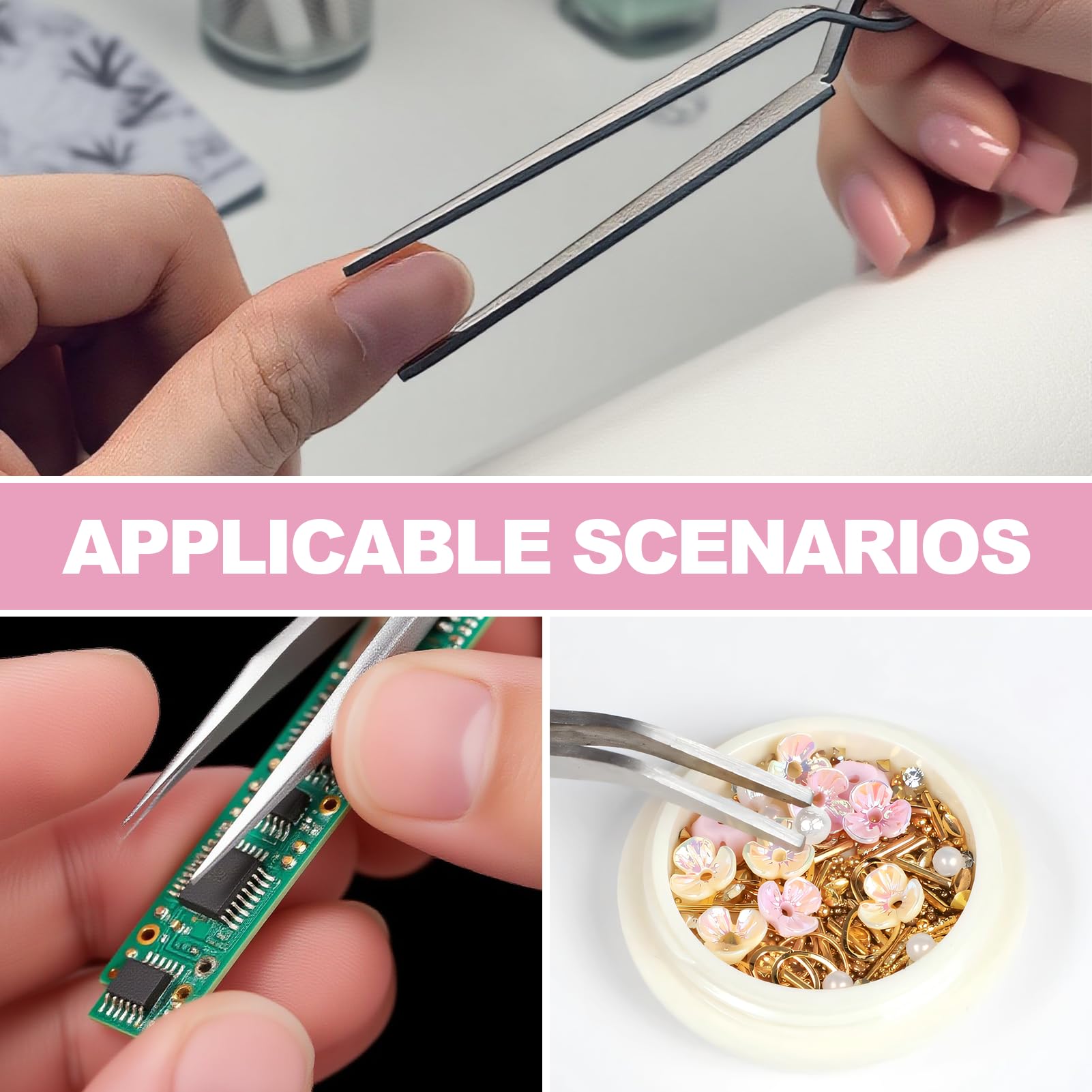 2 Pièces Pince a Pincher, Pince à Cils, Pincettes à Épiler à Bouts Droit et Courbé, Pinces à Extension de Cils en Acier Inoxydable, pour DIY, Manucure, Extensions de Cils