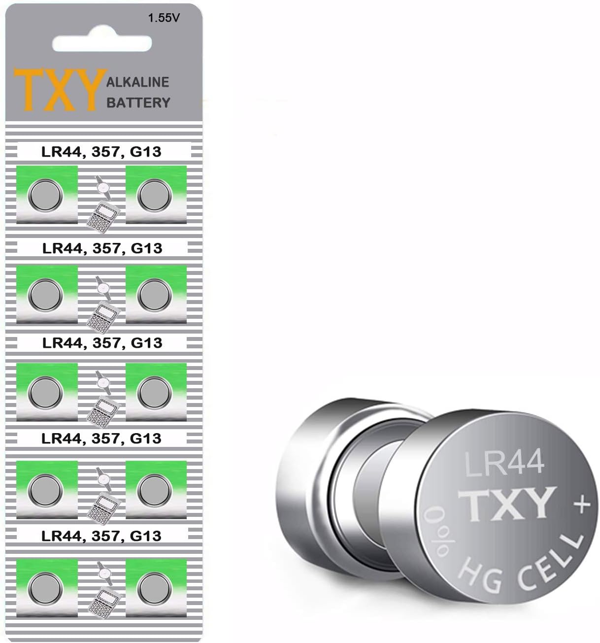 TXY 10pcs/Pack AG13 Cell Battery LR44 357 357A S76E G13 165mAh Long