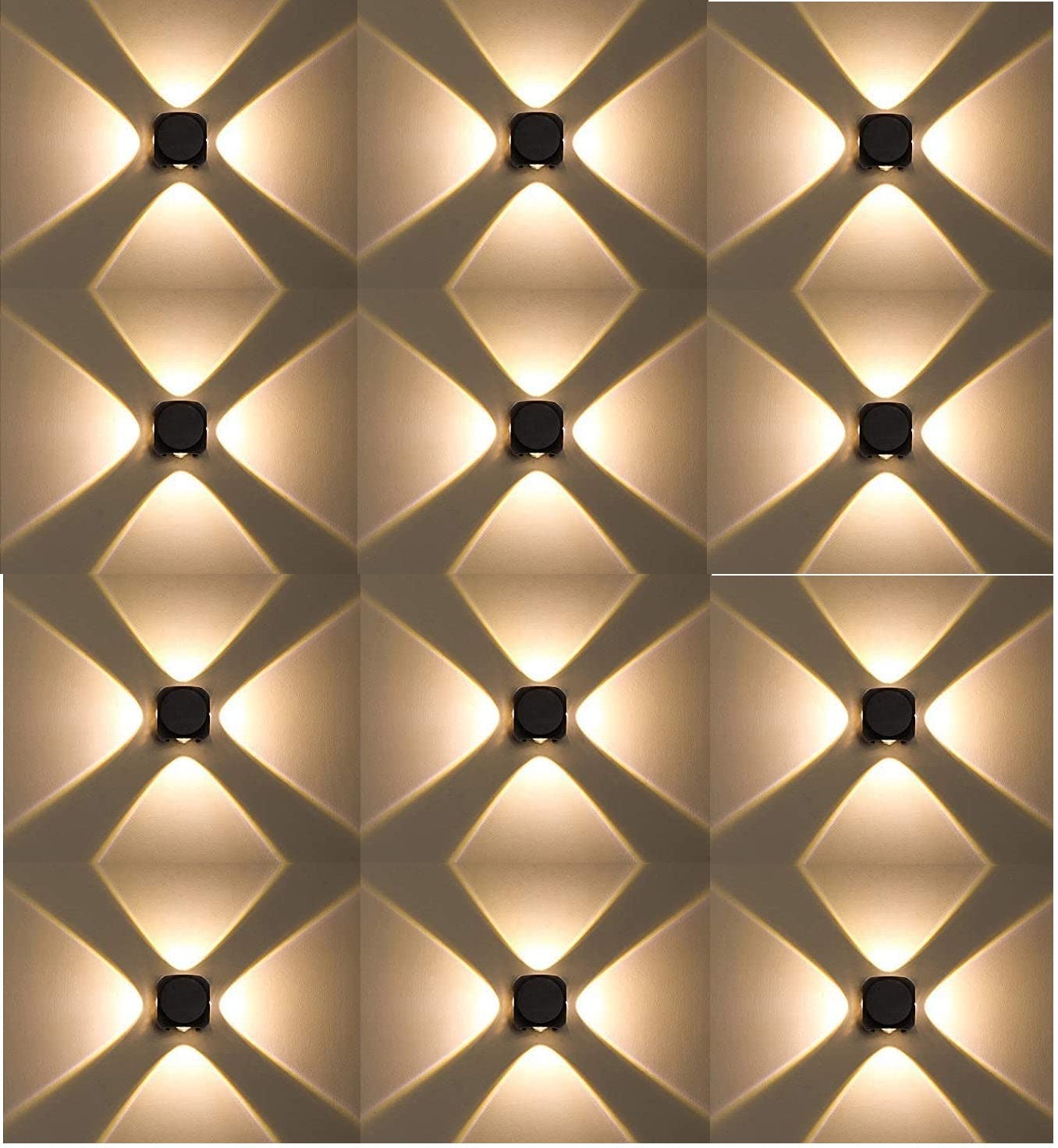 IP65 4 Way LED Wall Light Outdoor Aluminium Warm White - Pack of 12