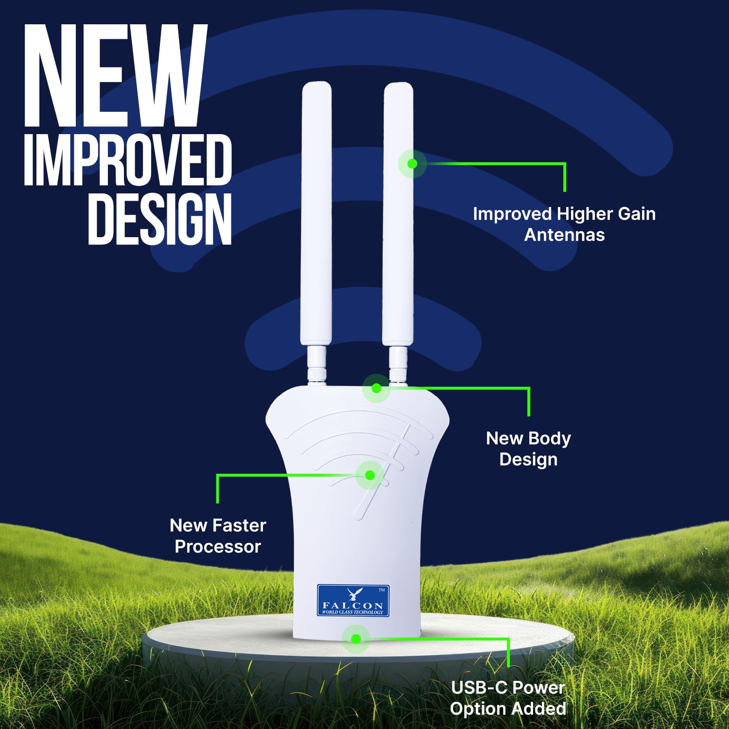 Falcon Mobile WiFi Router 4G Combo Deluxe LTE Antenna con 150Mbps e pacchetto accessori per Internet mobile in roulotte, camper, furgoni, auto, Internet Hotspot WiFi Router senza scheda SIM
