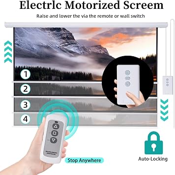 Motorized Projector Screen Pull Down Small Automatic Projector Screen White | Motorized Electric Outdoor Projector Screen Pull Down Small Portable Retractable Indoor Projector Screen Movie Automatic