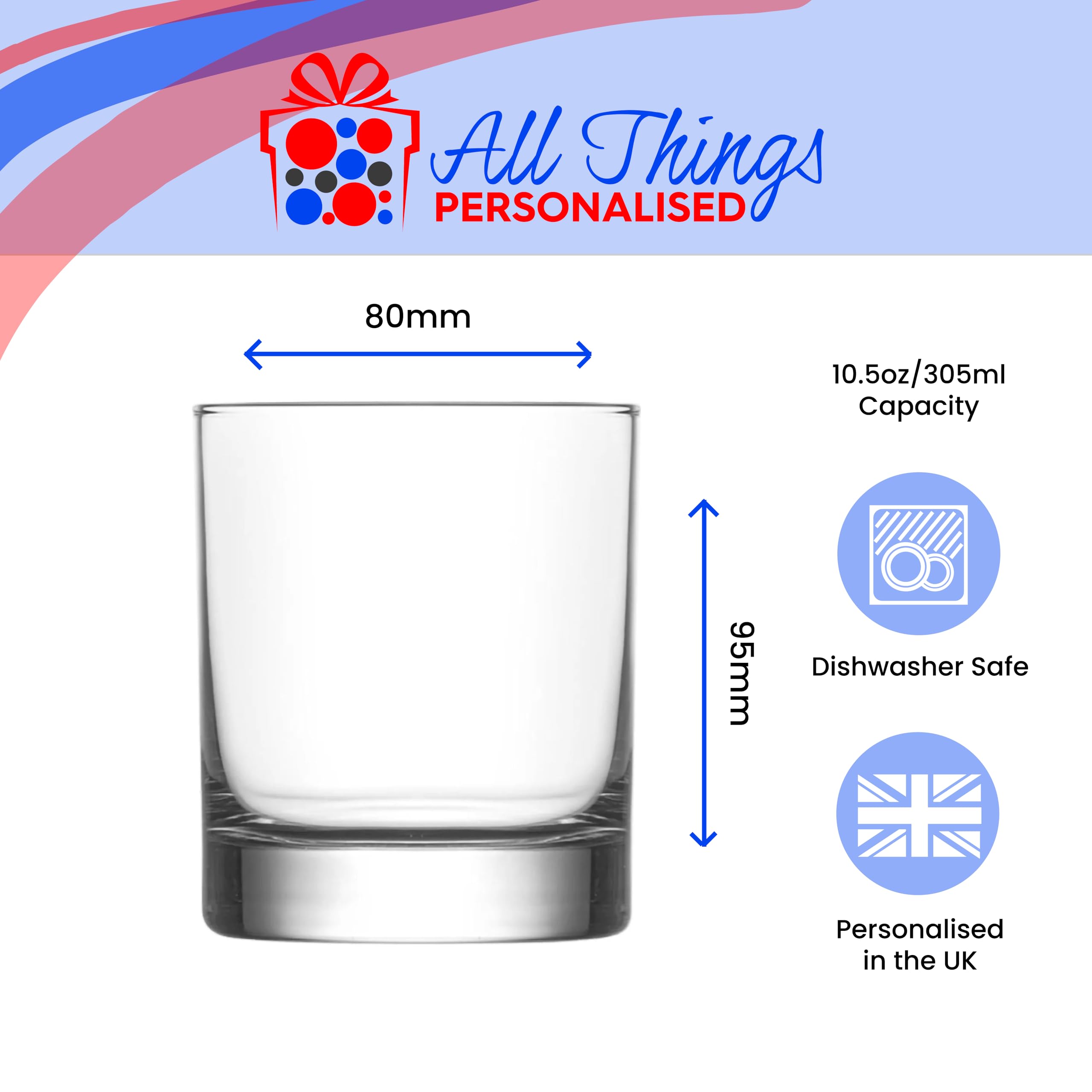 Vaso de whisky personalizado con texto en inglés "Happy Birthday", con texto en inglés «Happy Birthday» para cualquier ocasión, caja de regalo incluida, impreso y grabado en el Reino Unido