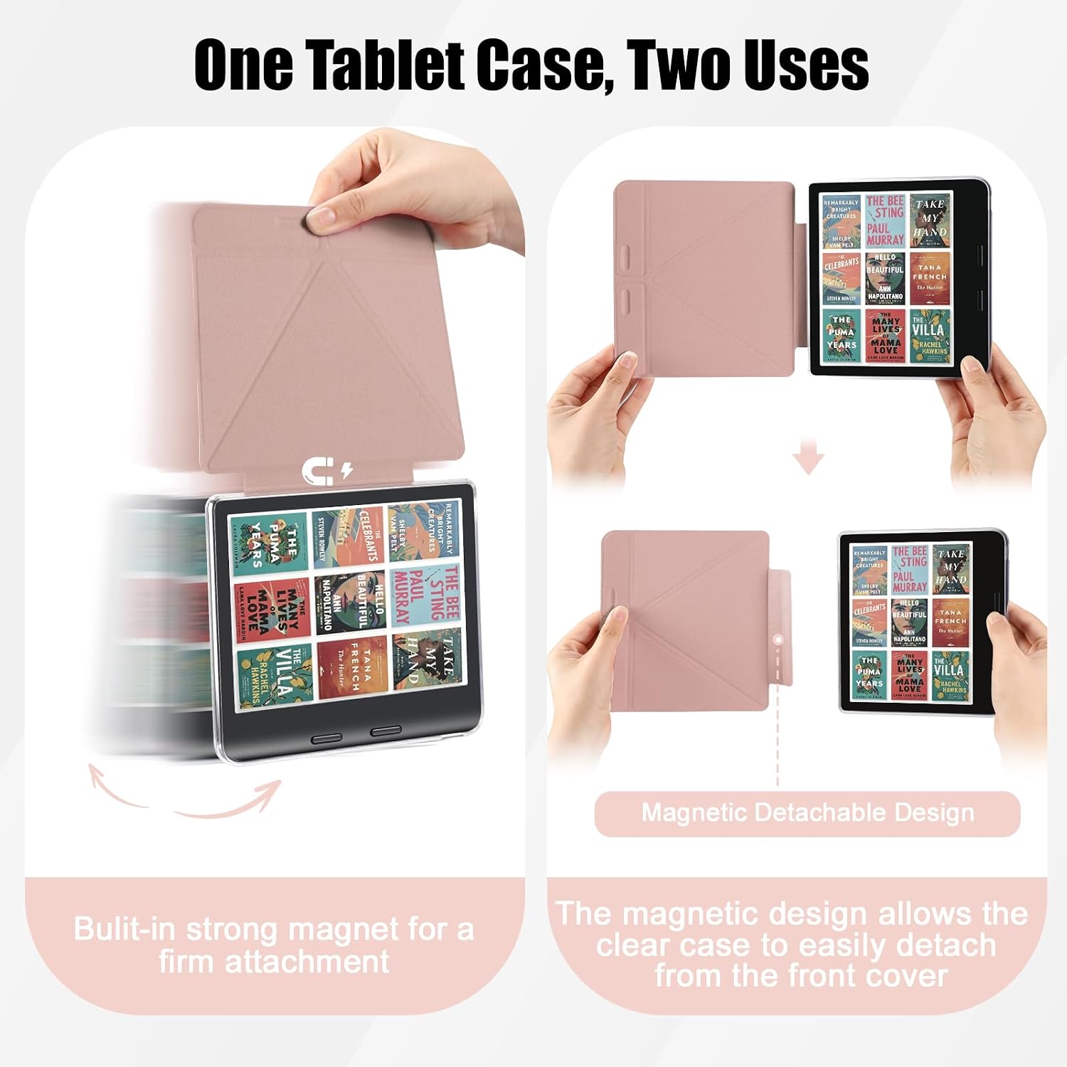 E NET-CASE Detachable Magnetic Case for 7" Kobo Libra Colour & Tolino Vision Color (2024) eReader, Ultra Clear Back Scratch-Proof Light丨Easy to Detach & Attach丨Auto Sleep/Wake