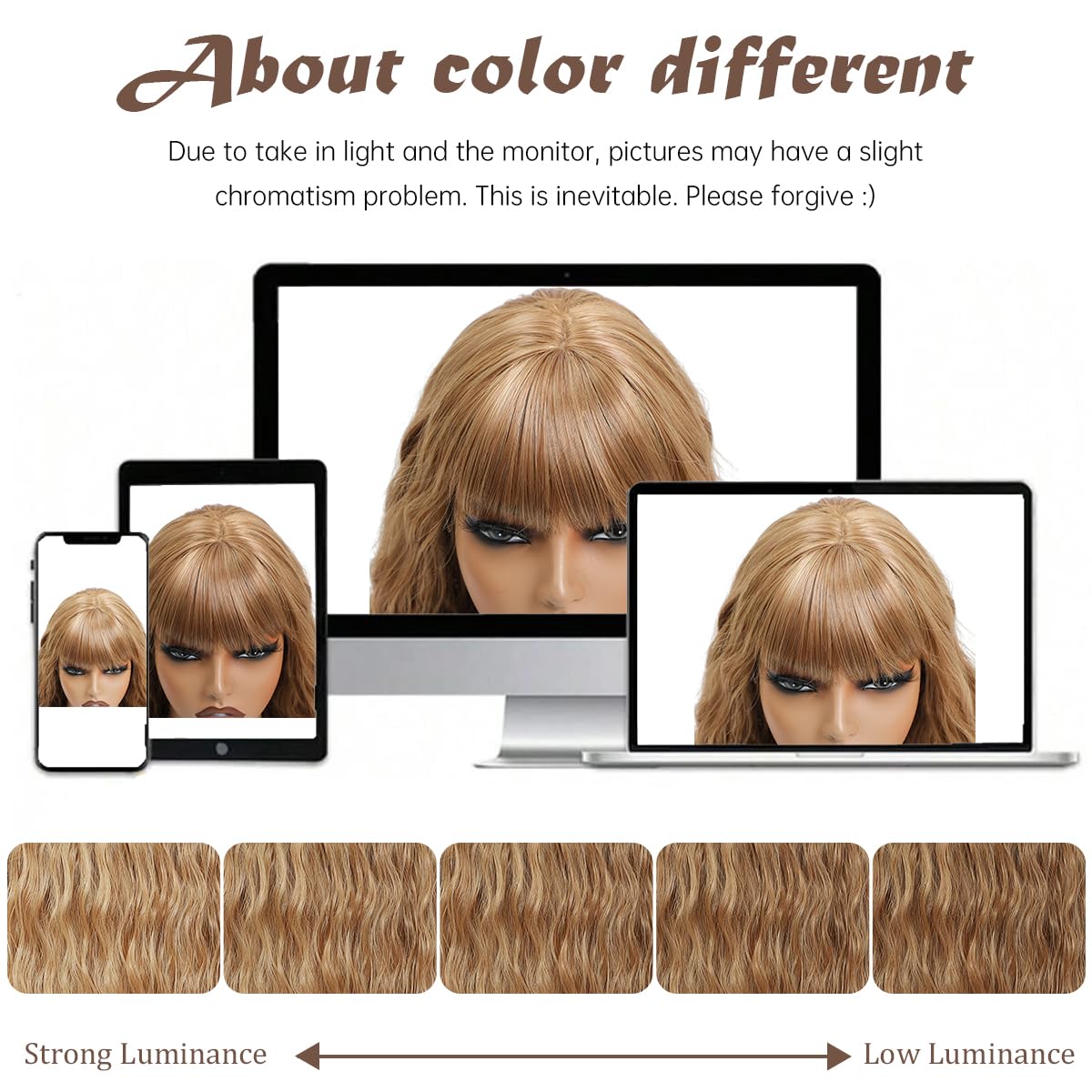 Long Wavy Wig with Bangs for Women,Wig Long Bangs Wig,Natural Looking Synthetic Heat Resistant Hair (27L, 40inch)