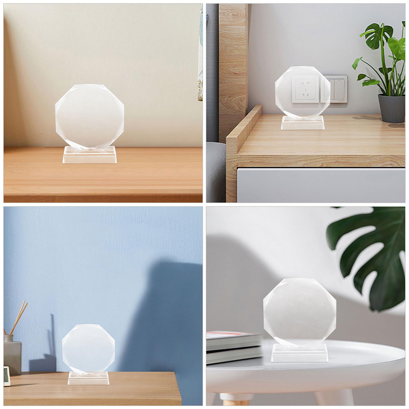 Cabilock Trofeo de Cristal Transparente Octogonal 200 Mm para Premios Deportivos y Reconocimientos de Oficina, Placa de Premio de Cristal para Eventos y Celebraciones, Decoración Elegante