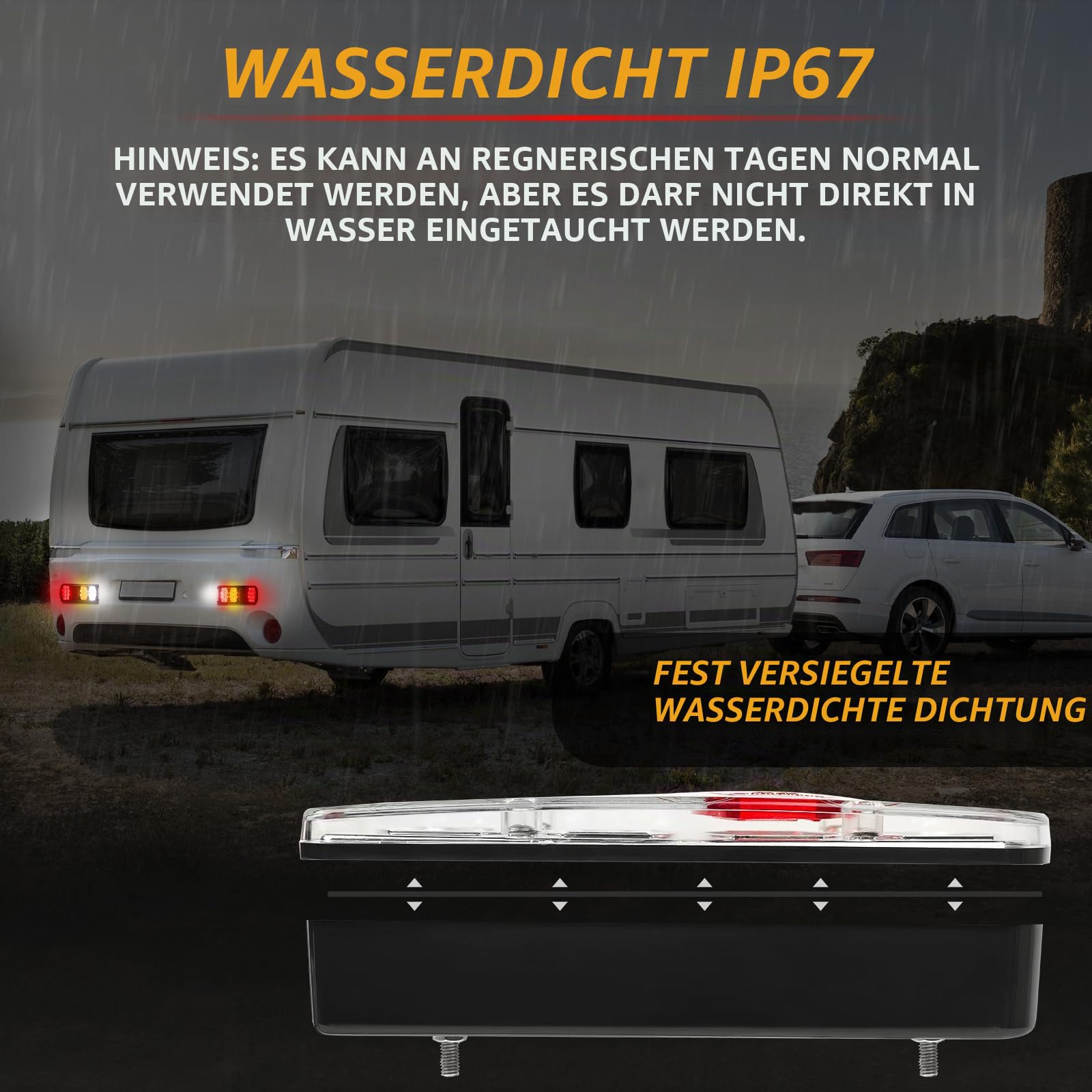 13-Poliger LED Rückleuchten Anhänger,13 poliger anhängerstecker mit 5m Kabelsatz,12V 24V Anhänger Beleuchtung für PKW LKW RV Caravan Van,mit E-Geprüfte