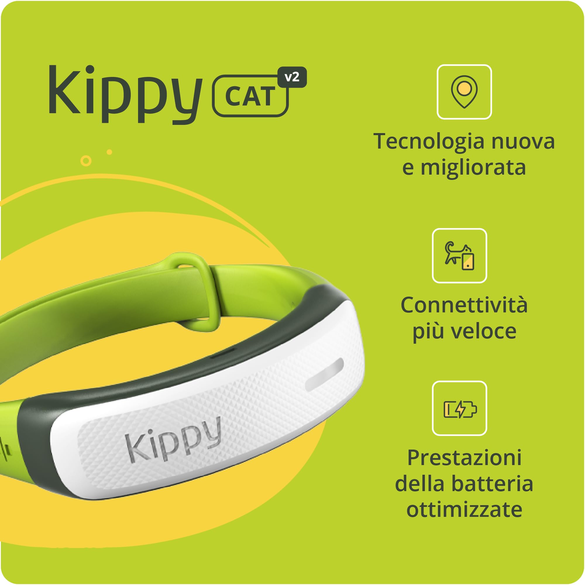Kippy Cat V2 - Collare GPS per Gatti - Localizzatore e Tracker di Salute e Attività con Sistema Antistrozzo - Crea Confini Virtuali