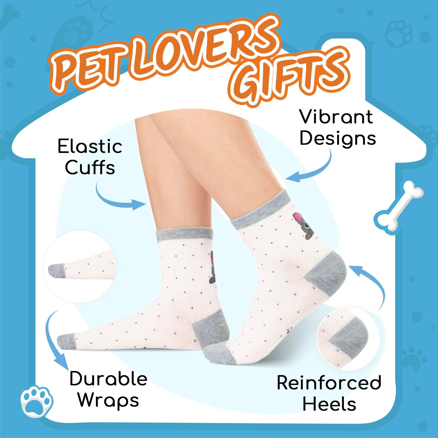 Funny Socks for Women - Cat Dog Socks, Cat Lover Christmas Stocking Stuffers - Image 2