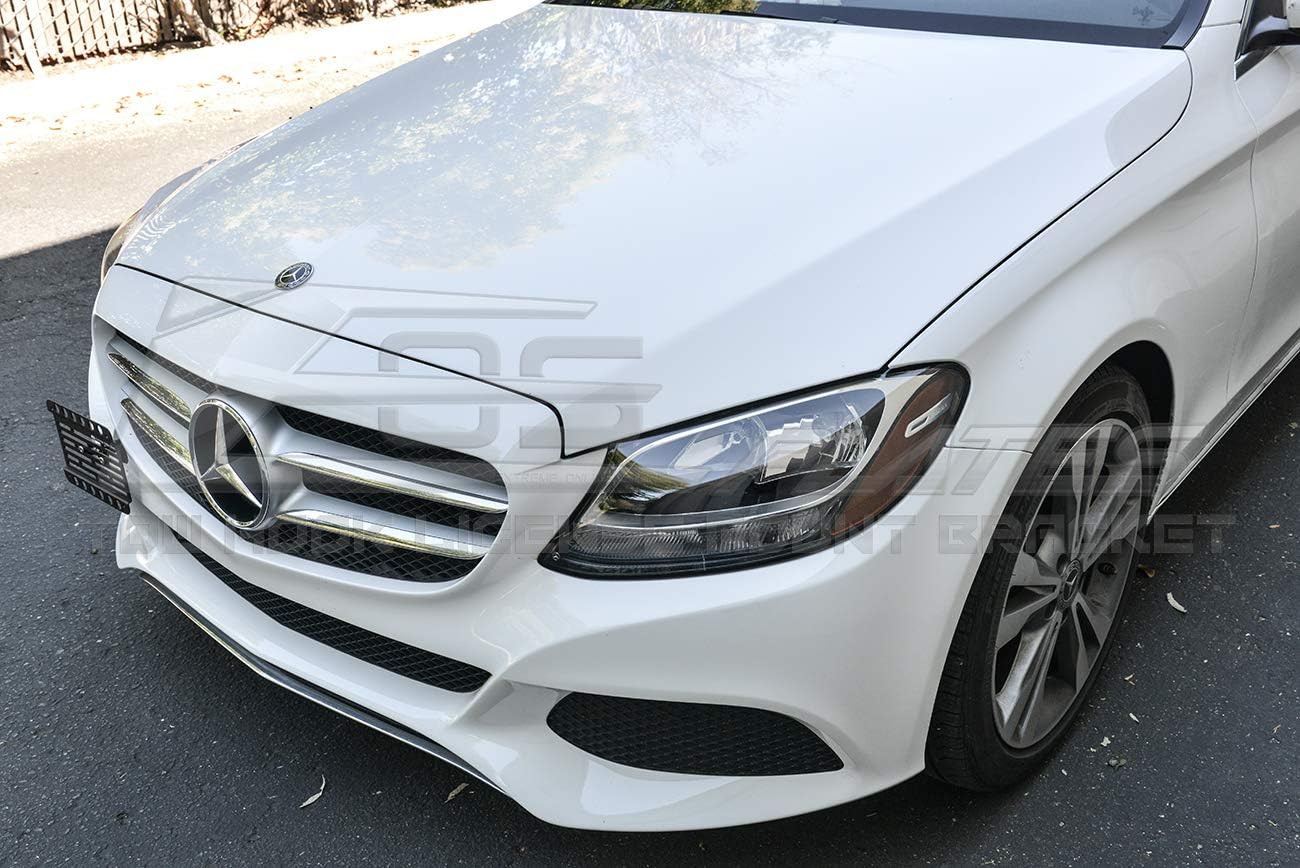 Replacement for 2015-Present Mercedes Benz W205 C-Class Models | EOS Plate Version 1 Front Bumper Tow Hook License Plate Relocator Mount Bracket Tow-254 (Mid Size)
