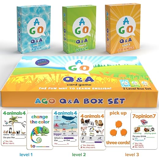 AGO QnA ESL Card Game for Learning English 3 Level Box Set