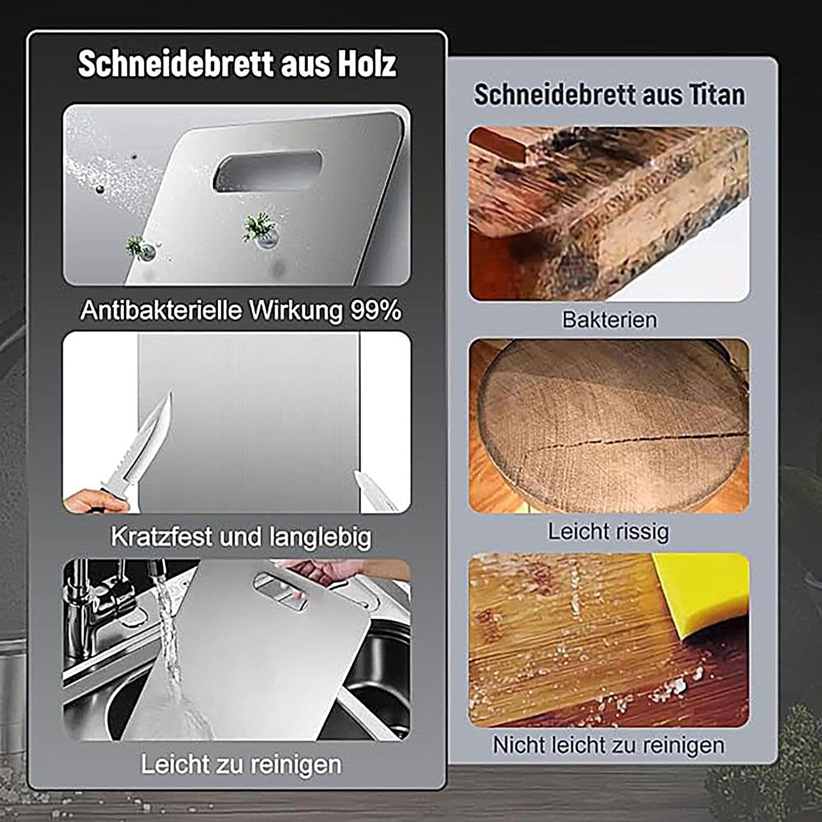 Schneidebrett Für Lebensmittel Tragbare Küchenhilfe Doppelseitig | Schneidebretter Für Schneiden Und Hacken Für Haushalt Küche Restaurant Bauernhaus Camping Garten BBQ Innen Außen