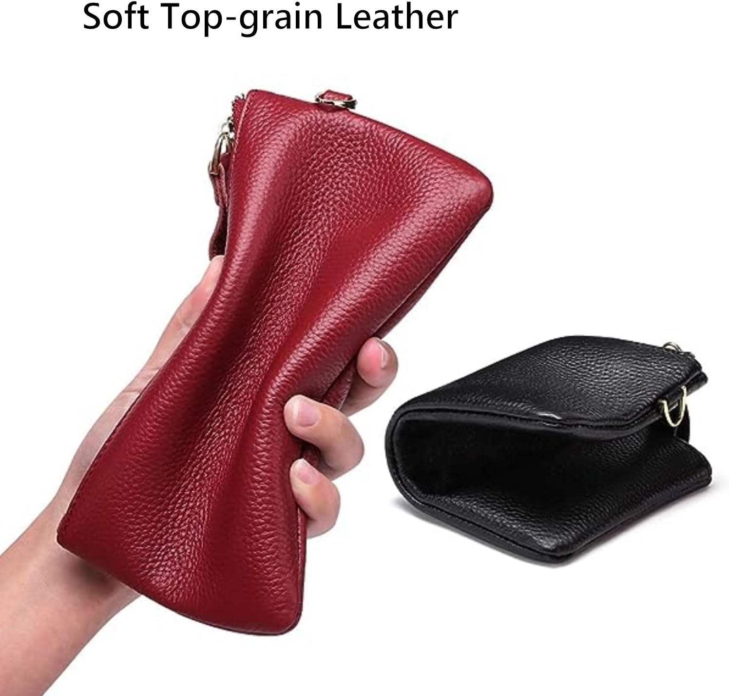 Tapp Collections Women's Wristlet Clutch Slim Leather Wallet RFID Blocking Pouch - Black - Image 6