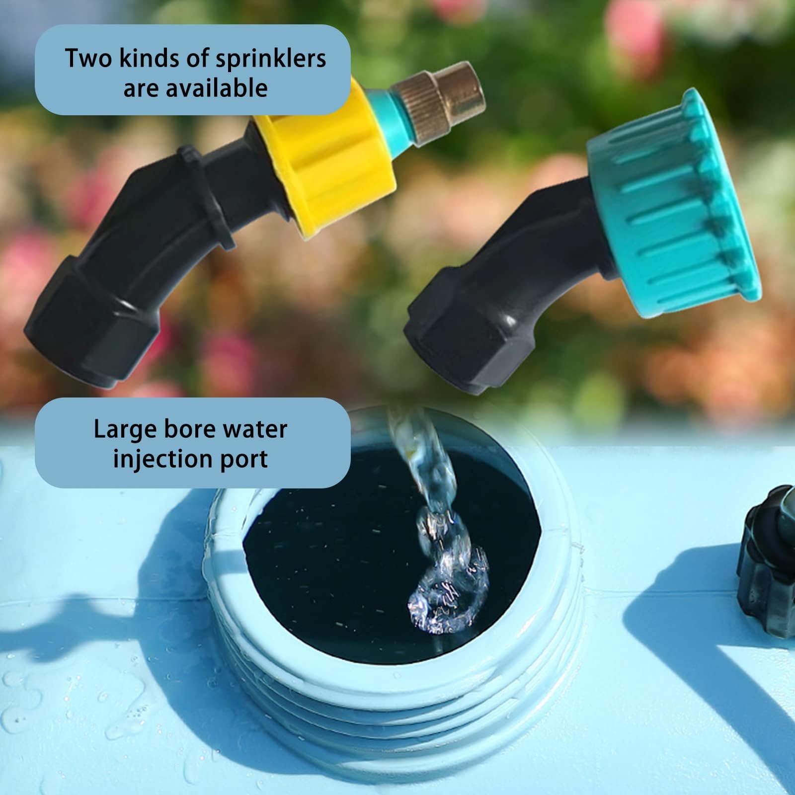 Procci Spruzzatore a batteria da 5 l, spruzzatore elettrico ad alta capacità e 3 ugelli per nebbia, manico ricaricabile da 2000 mAh, dura 180 minuti, spruzzatore da giardino, spruzzatore per erbacce