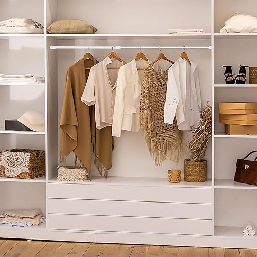 Miniatura 9 de Paquete de 2 barras de cortina de tensión de 28 a 48 pulgadas, pequeñas barras cortas ajustables extensibles con resorte para ventanas, gabinetes,