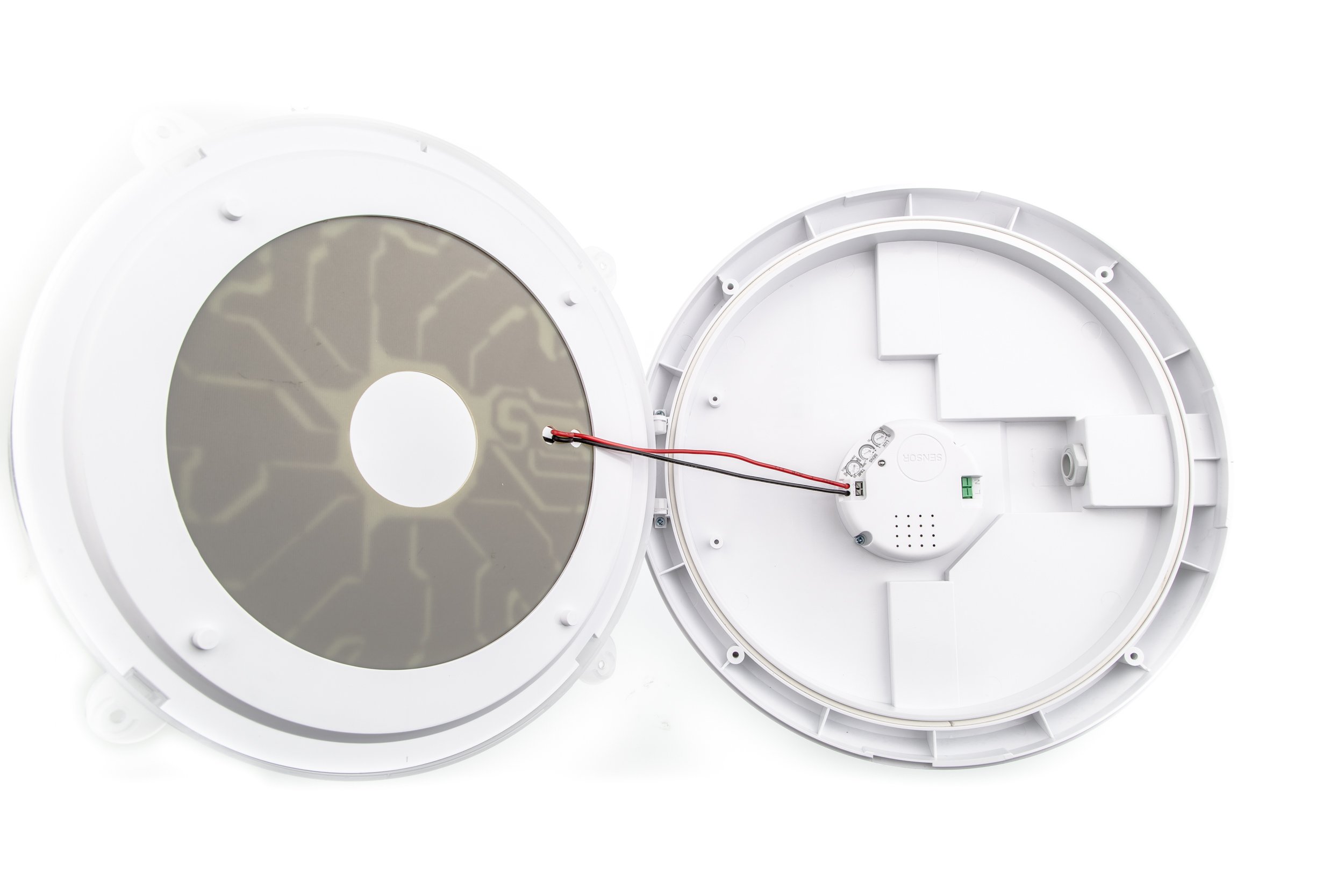 HUBER LED HML 80 HF LED con rilevatore di movimento a 360 °, bianco, 16 W, 1200 lm, IP44 per uso interno, altamente sensibile grazie alla tecnologia radar, adatto per luci di hall, soffitto e cantina