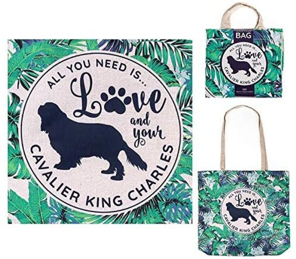 Shudehill Giftware Green Doggy Style Eco Shopper - Shopping Bag/Shopper Bag/Reusable Shopping Bag/Tote Bag (Cavalier King Charles)