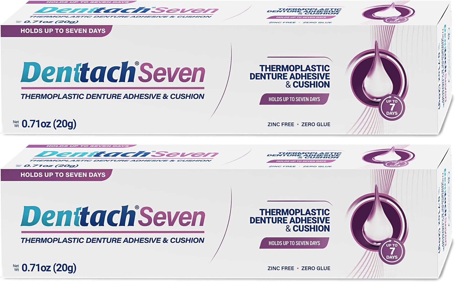 Denture Adhesive, Thermoplastic Denture Adhesive, Up to 7 Days Comfortable, Secure Denture Grip, Cushion and Soft Reliner, Waterproof, Non Glue, Zinc Free, Denture Reliner (Pack of 2)