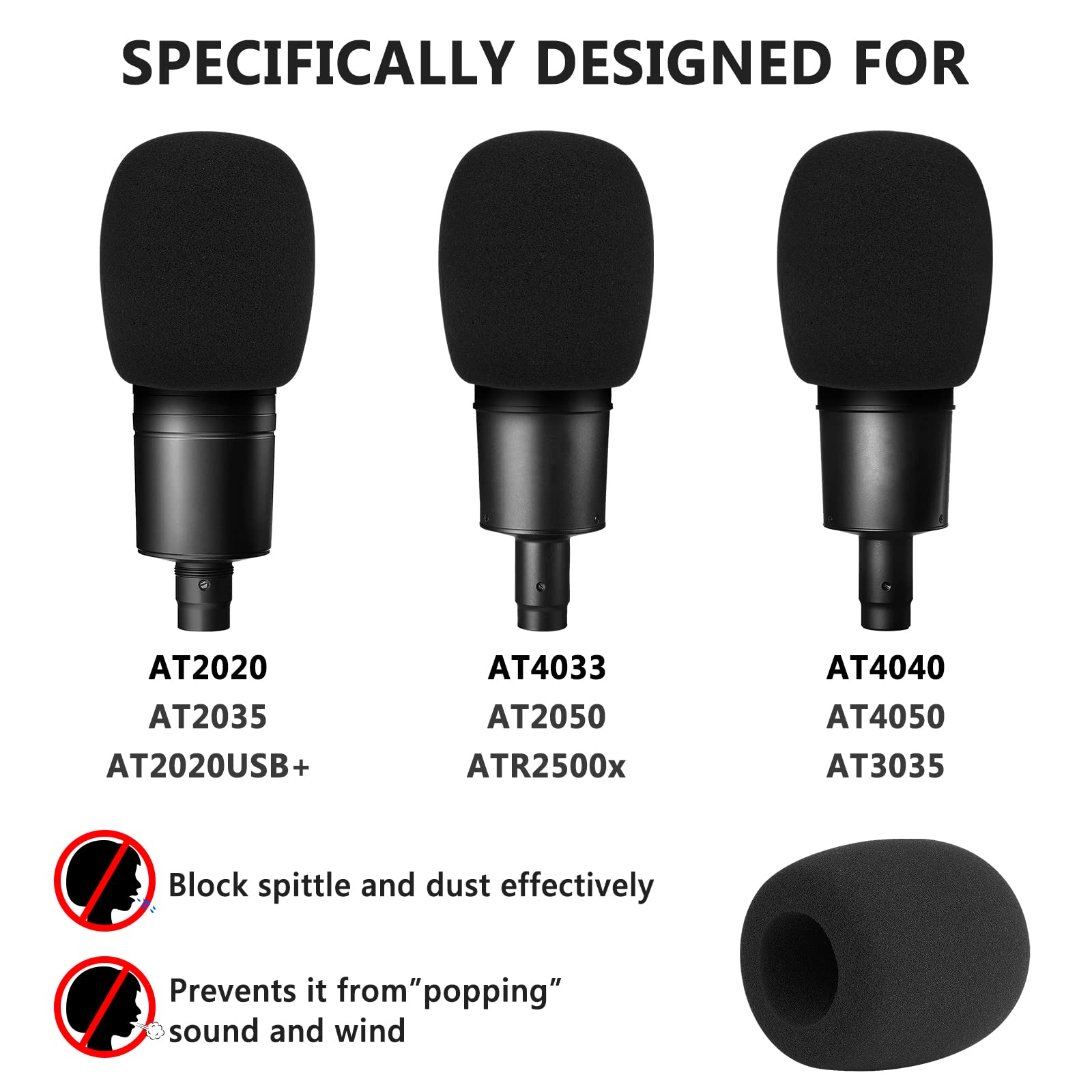 Amazon.com: Geekria for Creators Foam Windscreen Compatible with  Audio-Technica ATH AT2020, AT2020USB, AT2035, AT2050 Microphone Antipop  Windshield, Mic Wind Cover, Sponge Foam Filter (Black / 2 Pack) : Musical  Instruments