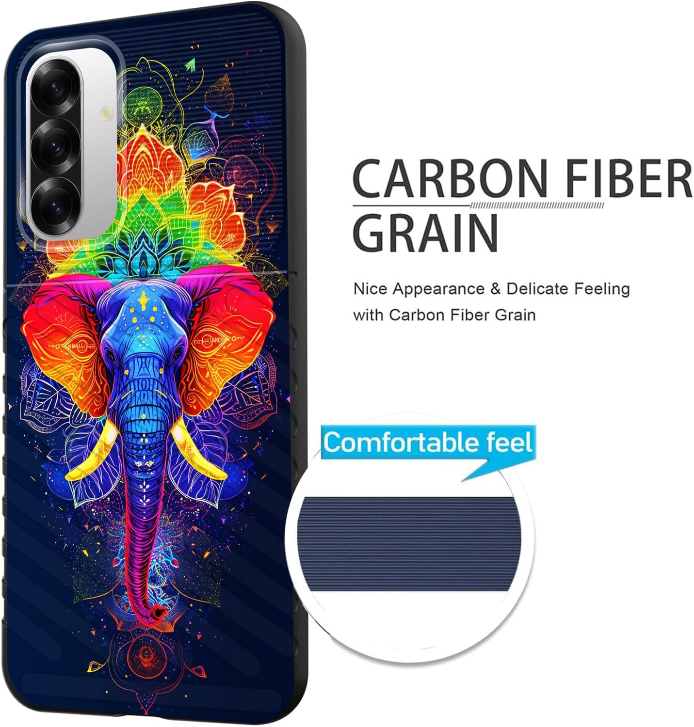 for Galaxy A17 5G Case,Shock-Absorption Flexible TPU Rubber Protective Cell Phone Cover for Samsung Galaxy A17 5G 6.7 inch 2025,Colorful Mandala Elephant image 2