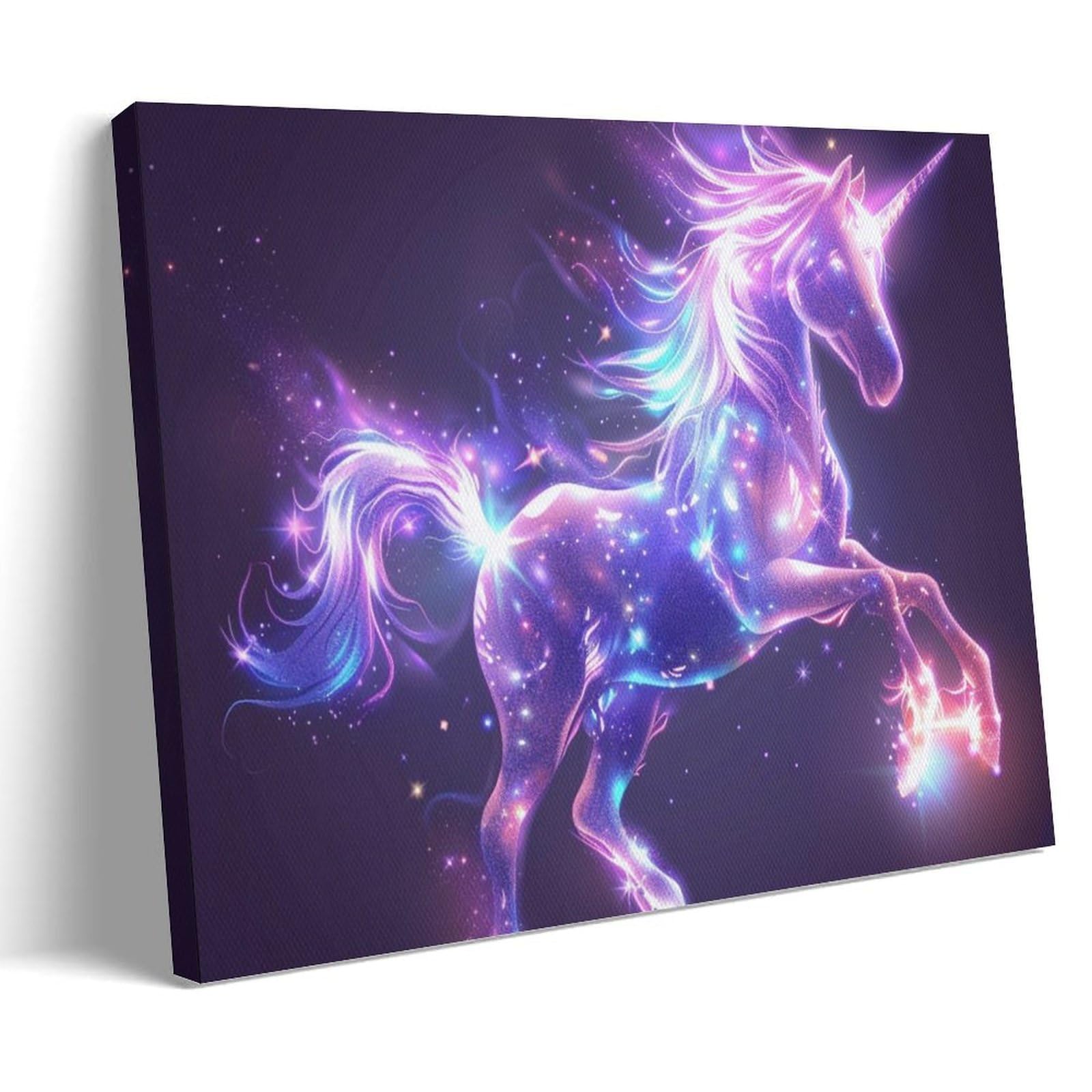FYFMUSHE Colorful Cartoon Unicorn Canvas Wall Art Paintings Fantasy Animal Abstract Pictures on Canvas Prints Framed Ready to Hang Artwork for Bedroom Home Decor 08x12inch(20x30cm)