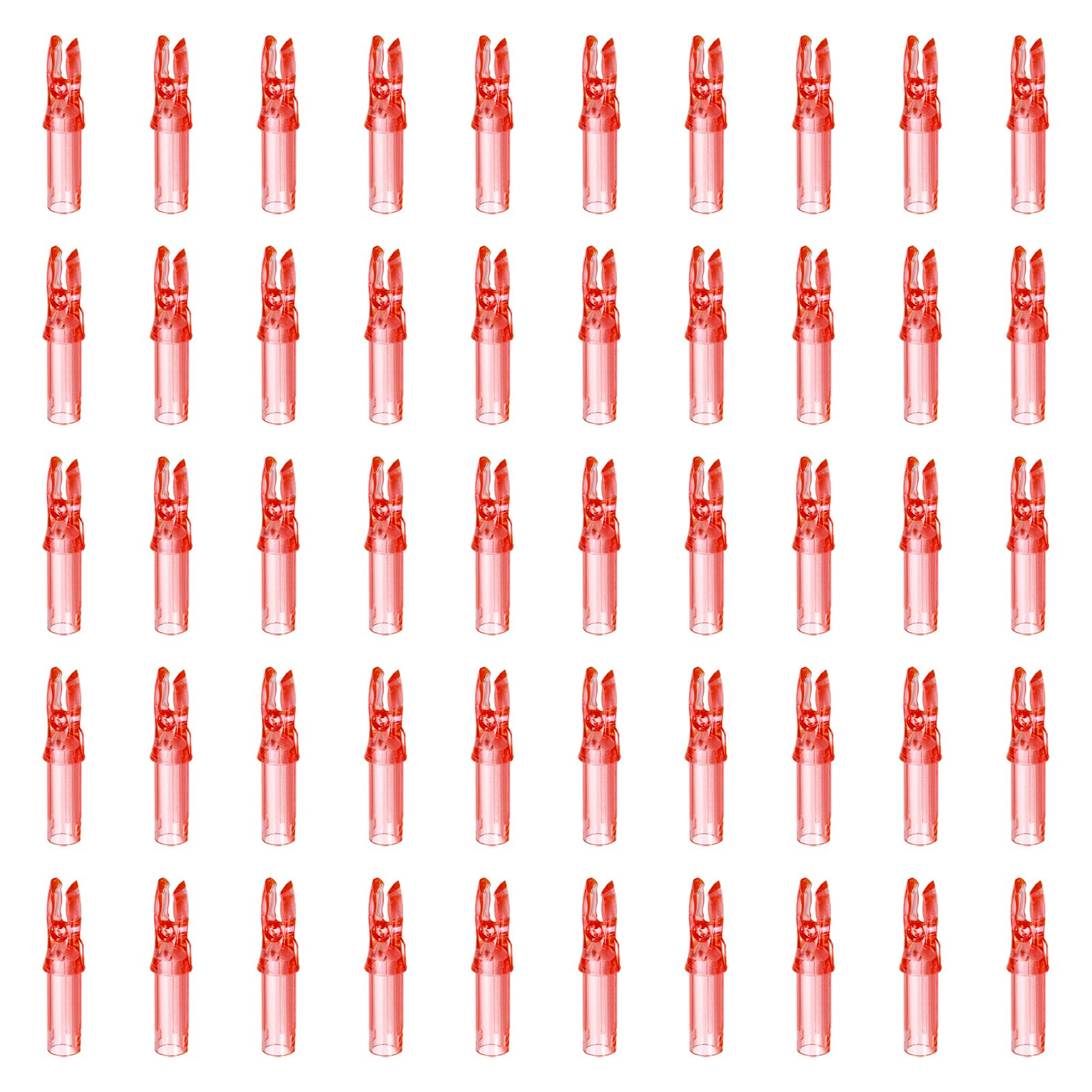QUARKZMAN Encoches De Flèches en Plastique pour Flèches en Carbone .244"/6.2mm pour Arc À Poulies Et Arc À Courbe Chasse Tir DIY (Rouge Transparent, Lot de 50)