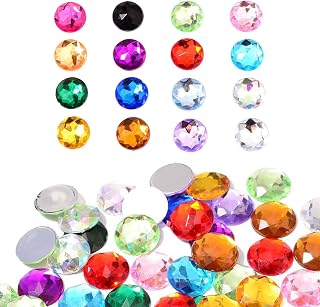 150Pcs 25MM Flat Back Round Acrylic Rhinestones, Round Acrylic Big Flatback Gems, Colorful Plastic Glitter Gems, Cosplay Gems Jewels for Costume Jewelry Making Invitation Wedding Craft Decoration