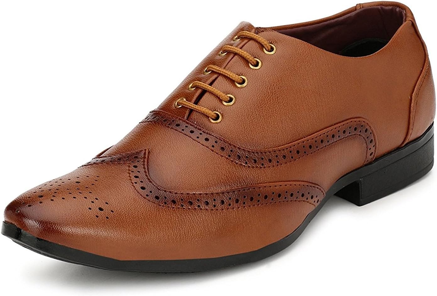 Men's Synthetic Tan Formal Brogue Shoes - 9 UK
