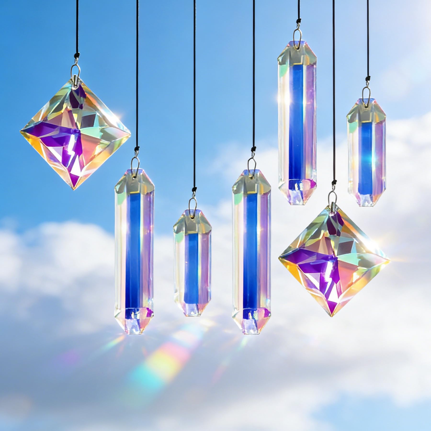 VEEKAY 7 Piezas Atrapasoles de Cristal,Colgante Suncatcher Ornamento, Sun Catcher para Ventanas y Jardines,para Casa, Jardín, Oficina