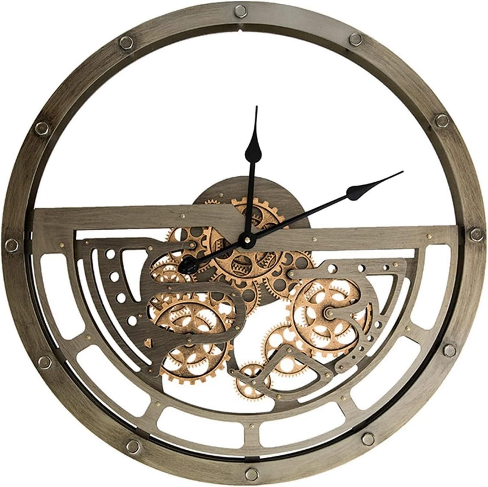 Wall Clock Silent Art Wall Clock Round Metal Wall Clock,with Roman Numerals Living Room Mobile Metal Gear Style Retro Clock,Suitable for Home Kitchen Cafe
