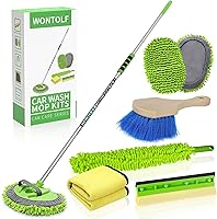 Wontolf 62" Extendable Car Wash Brush Kit: Microfiber Mop, Squeegee, Duster, Towels & Tire Brush for Cars, Trucks, RVs, Boats