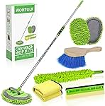 62'' Car Wash Brush with Long Handle Chenille Microfiber Car Wash Mop Mitt Car Cleaning Kit Windshield Window Squeegee Car Duster Microfiber Towels Wheel Tire Brush for Cars RV Truck Boat