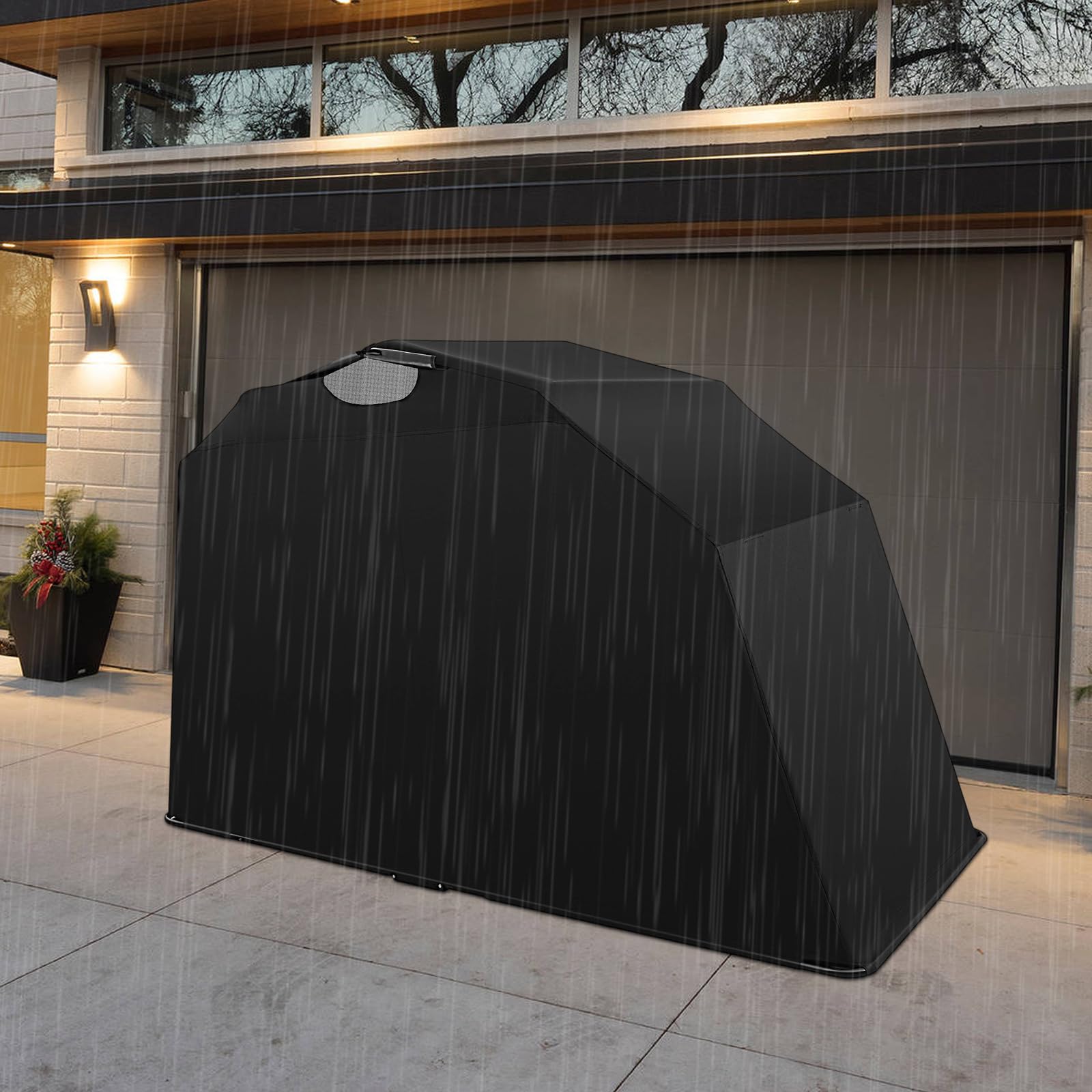 Motorrad Zelt Garage Oxford-Stoff Motorrad Zeltgarage Faltgarage wasserdichte Zeltgarage Motorradgarage mit Handtasche Garage Zelt Carport für Motorräder, Roller, Fahrräder, 270x105x155 cm, Schwarz