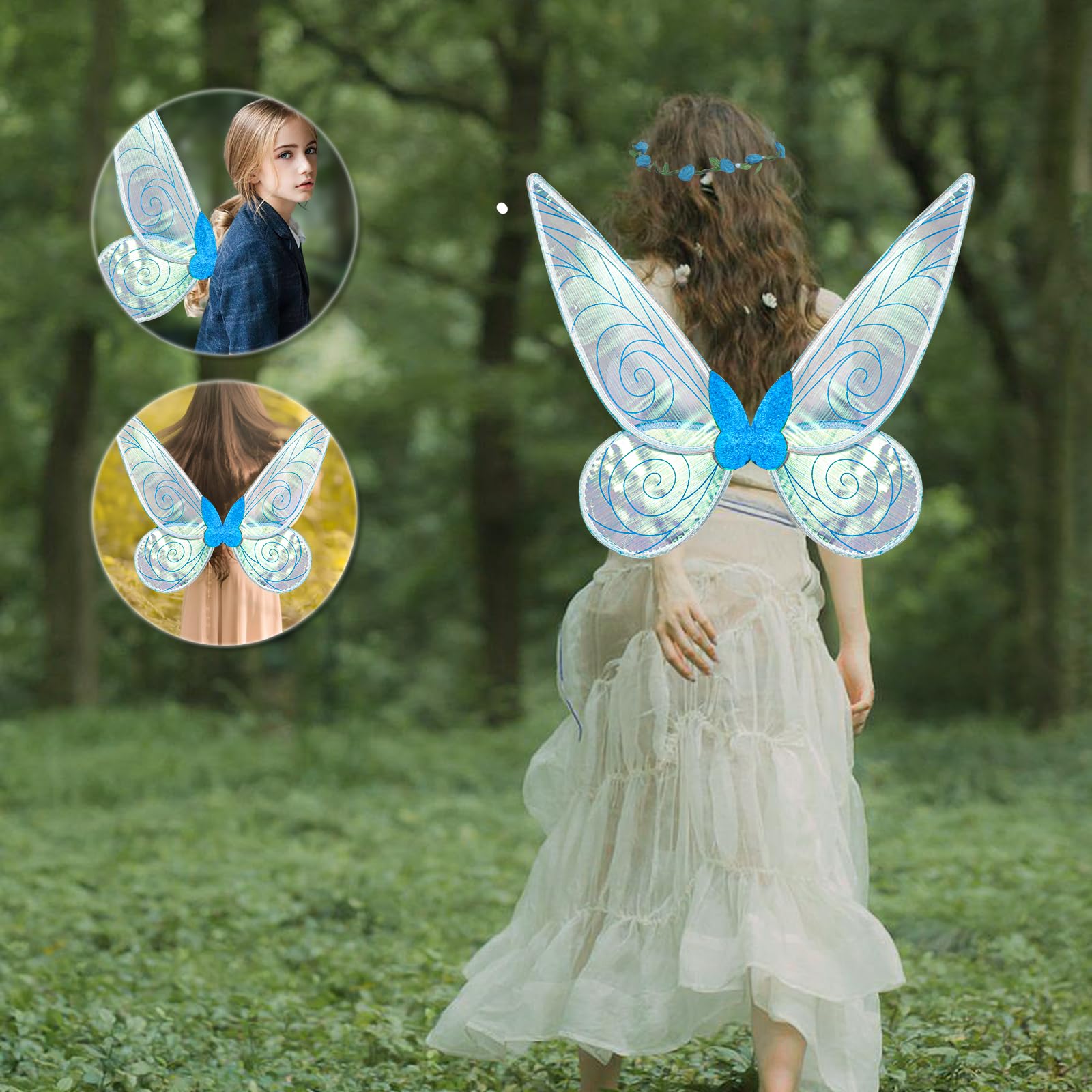 Ali da Fata per Adulti e Bambini, Costume Fata con Ali Farfalla Orecchie da Elfo Cerchietto da Fata e Bacchette, Costumi Principessa e Elfo per Feste di Compleanno Carnevale Cosplay Halloween (Rosa
