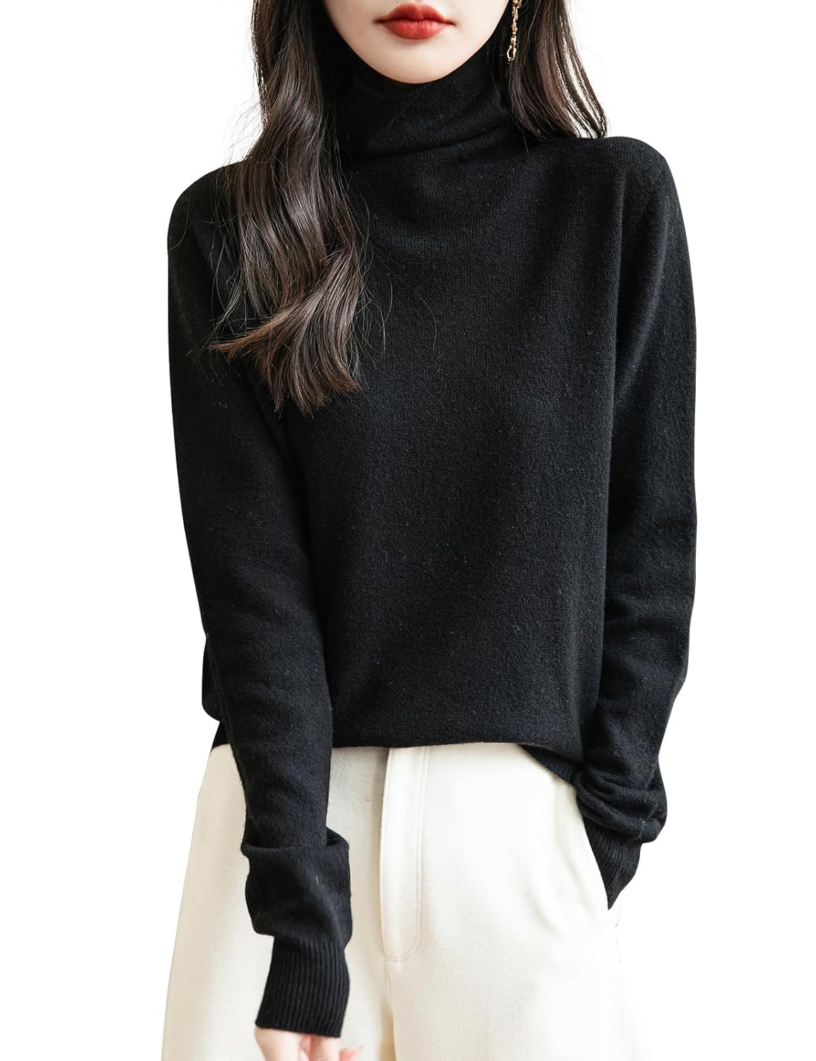 Chanyarn Womens 100 Merino Wool Seamless Sweater Turtleneck First-Line Ready to Wear Long Sleeve Knitted Pullover Tops