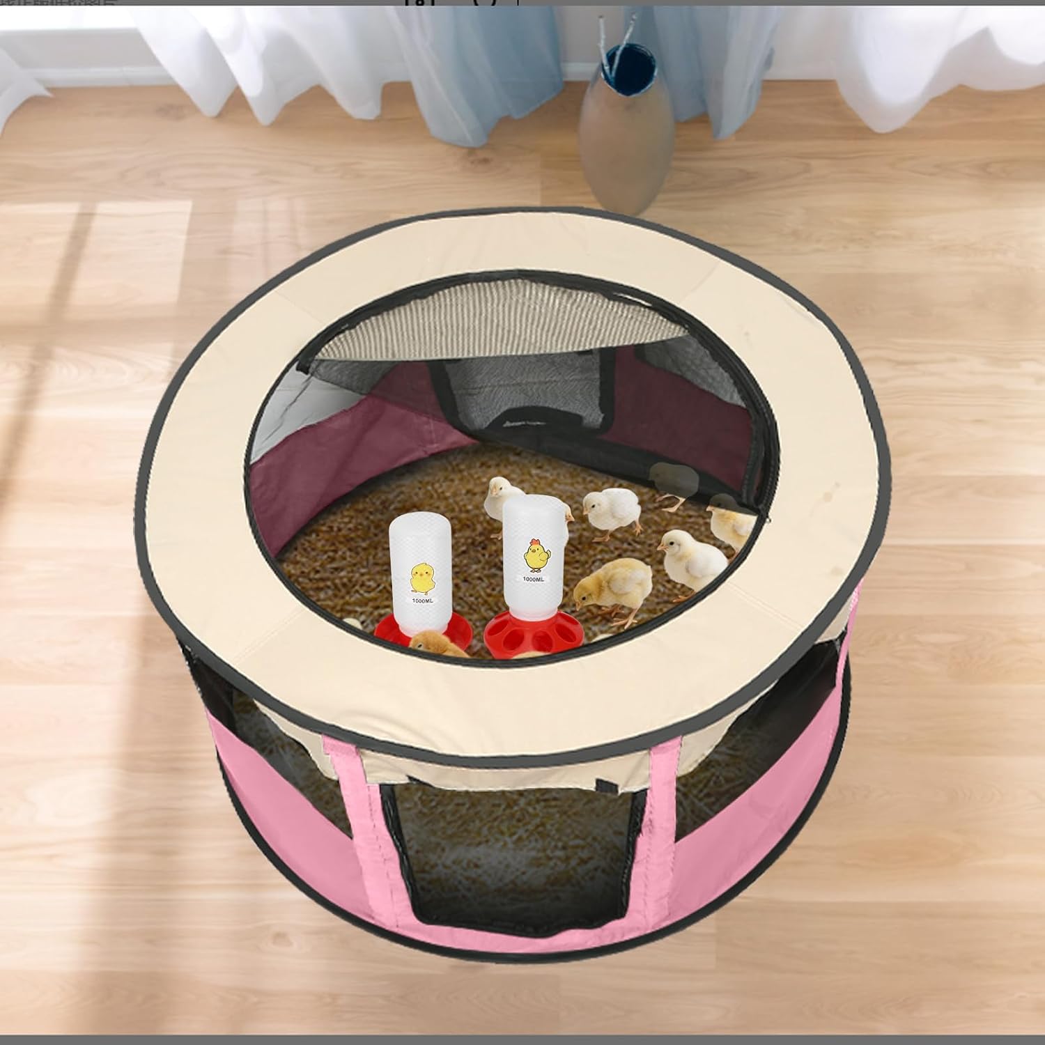 Chicken Brooder Box for Chick Starter Kit - 2026 Upgrade XL (Extra Large) Double Door Chick Brooder Pen//Holds Up to 20 Baby Chicks, Ducklings, Quail(Pink)