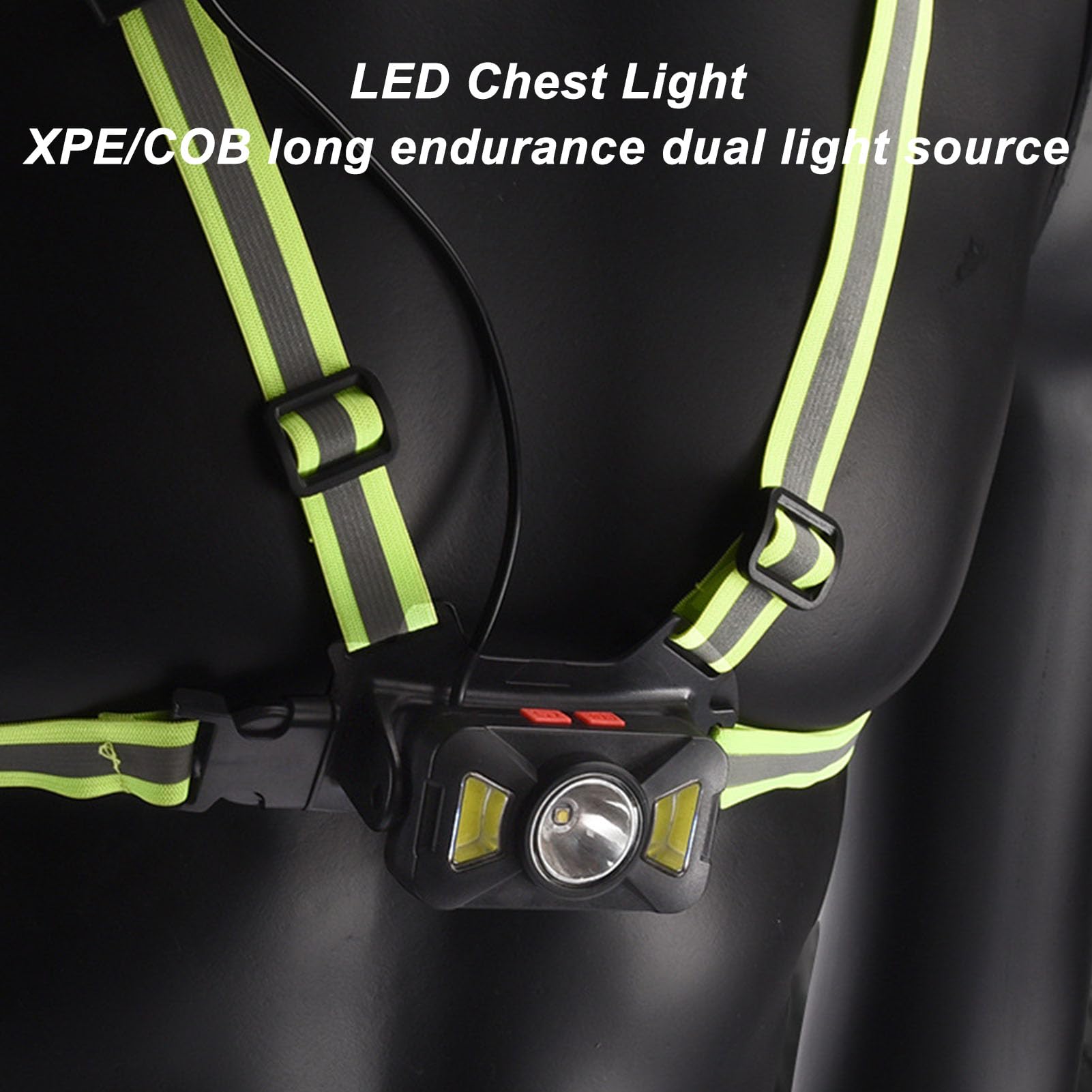 gernie USB-wiederaufladbare LED-Brustleuchte, IP55 Wasserdicht, 500 LED-Nachtlauflichter für den Außenbereich, Reflektierende Weste für Läufer und Jogger, Hundewanderer,