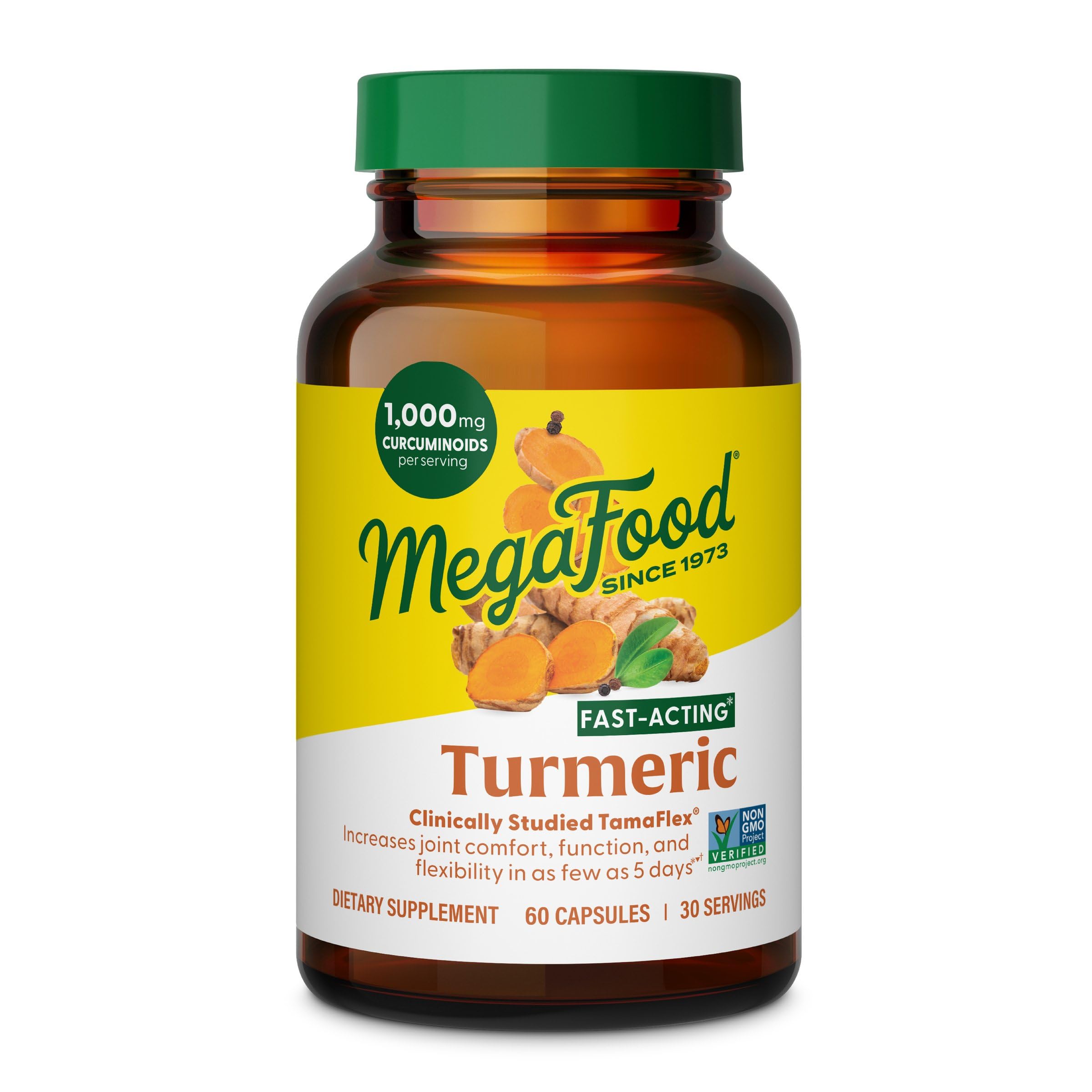MegaFood Fast-Acting Turmeric Curcumin Supplement, Black Pepper 60 Capsules