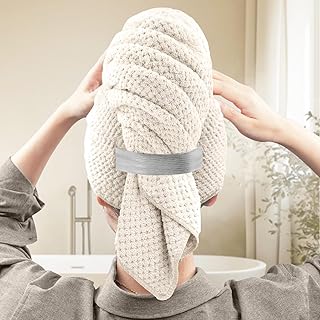 Toalla de cabello ultra absorbente de secado rápido para mujer, apta para cabello rizado, largo y grueso