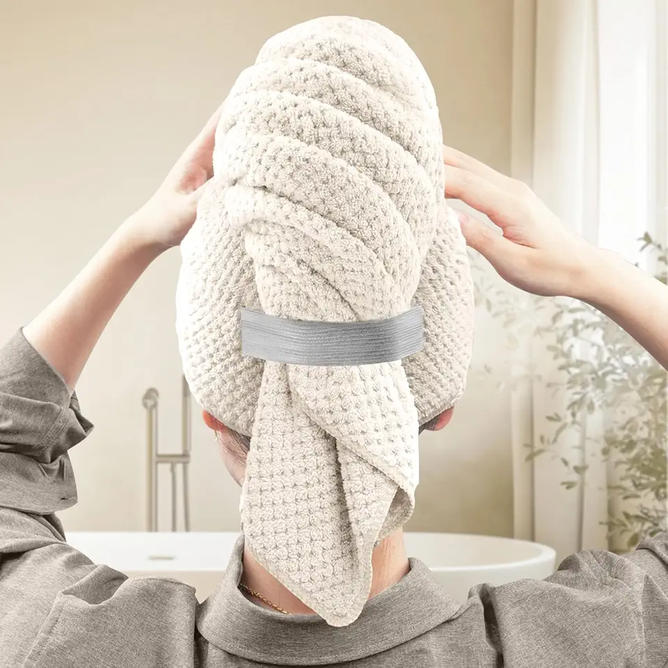 Toalha de cabelo ultra absorvente de secagem rápida para mulheres, adequada para cabelos cacheados longos e grossos