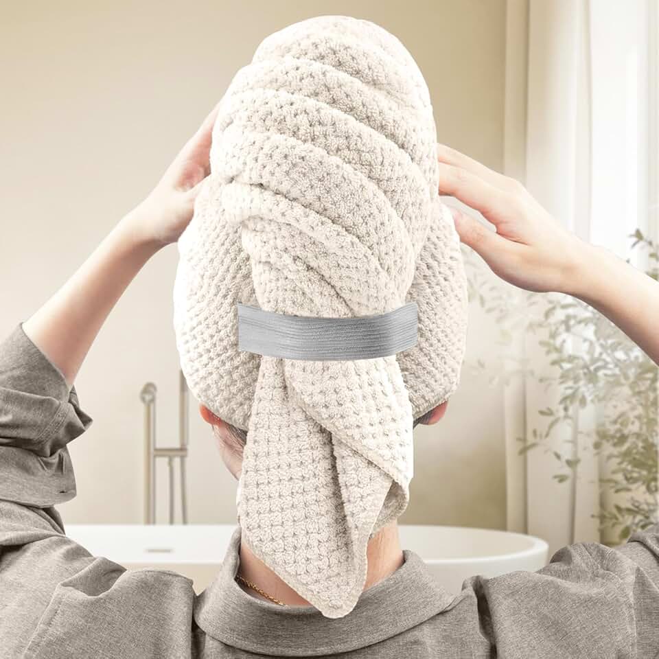 Toalha de cabelo ultra absorvente de secagem rápida para mulheres, adequada para cabelos cacheados longos e grossos