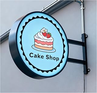 Personalisierter Leuchtkasten, Individueller Doppelseitiger LED-Leuchtkasten, Beleuchtete Werbetafel, Außenwerbung, Runde LED-Logo-Ladenbeschilderung Round 60cm