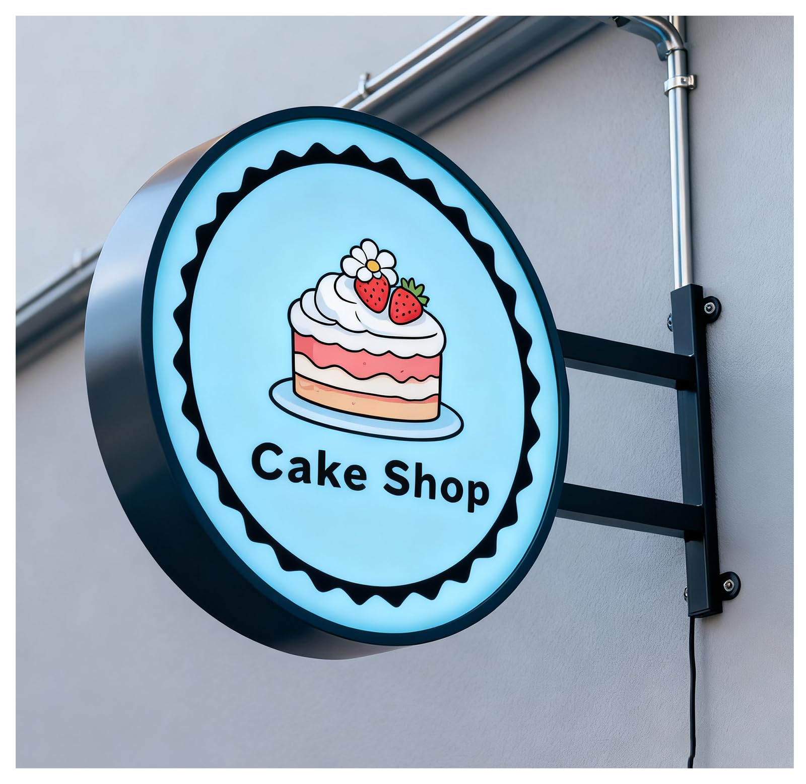 ZHJOPP LED Illuminated Advertising Lightbox, Double-Sided Customizable Business Sign for Outdoor Shop Display (Round 60cm)