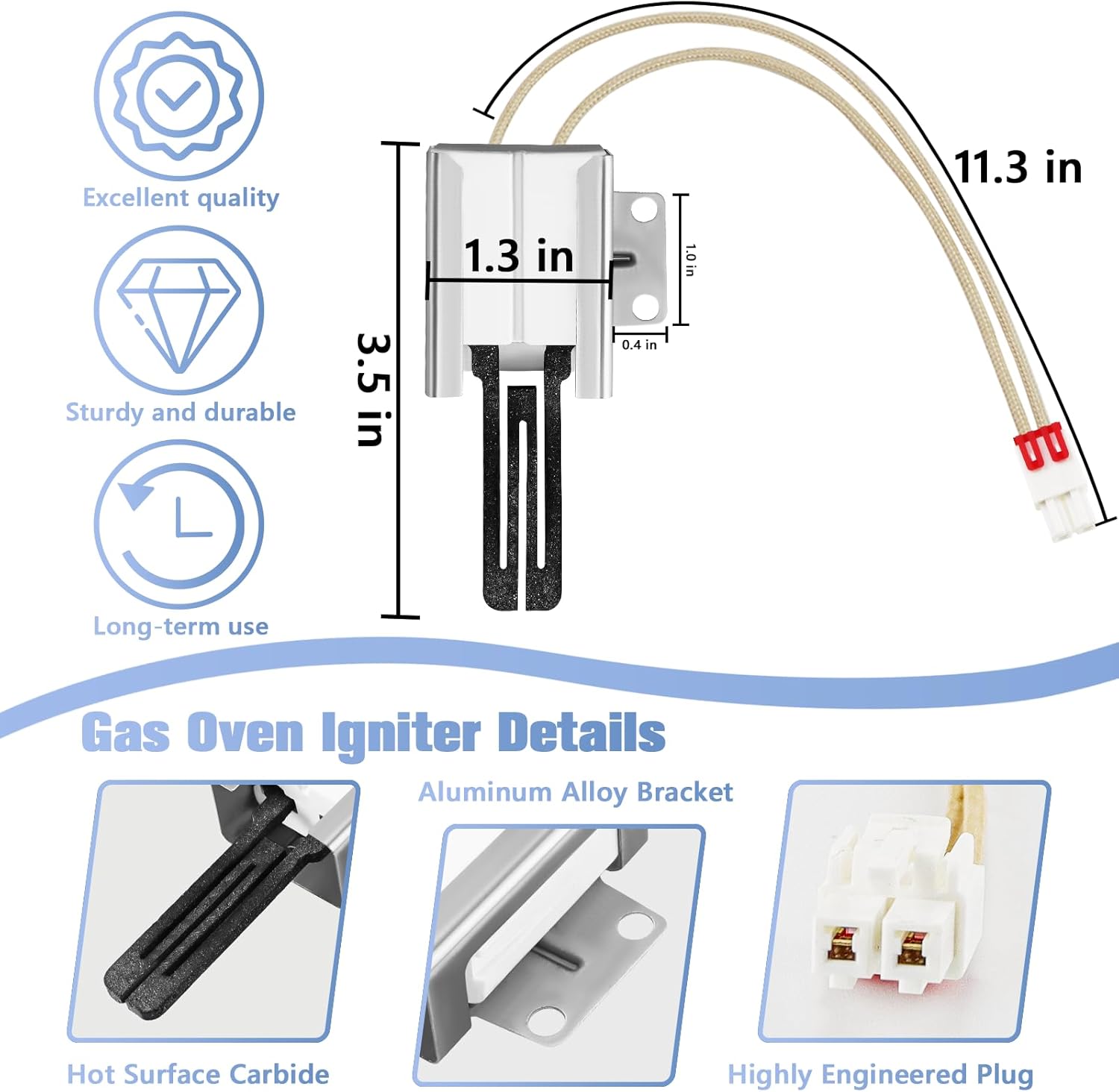 [New Upgrade] MEE61841403 MEE61841401 Gas Range Oven Igniter, Fit for L-G Oven Igniter Replacement(LRG, LSS, LDG, LSG, LTG), Replaces MEE61841401 MEE63084901 Range Oven Burner Ignitor, By BOGDA