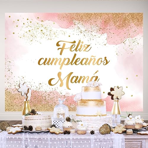 Miniatura 3 de Lofaris Fondo rosa de feliz cumpleaños de 7 x 5 pies para mamá, decoración de fiesta de cumpleaños de mamá, fotografía de nube rosa, decoración de