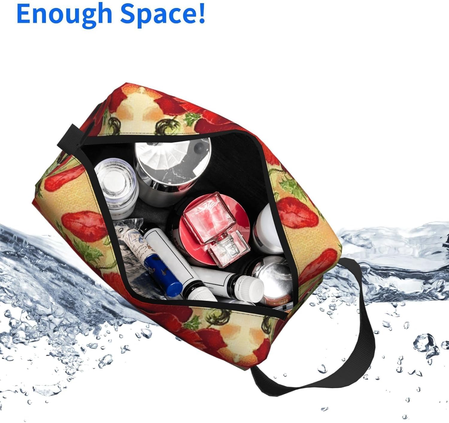 Grande Beauty Case da Viaggio con Fiore di Papavero Rosso - Organizer per Trucchi Versatile da Appendere, Adatto A Donne E Uomini, Design Spazioso per Un Facile Imballaggio E Viaggi Eleganti