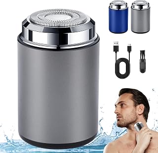 Mini Electric Shaver, Portable Mini Electric Shaver, Pocket Size MiniElectricShaver for Men, USB Rechargeable Waterproof ShaverElectric Beard Trimmer for Car, Office, Business Trip (Silver)
