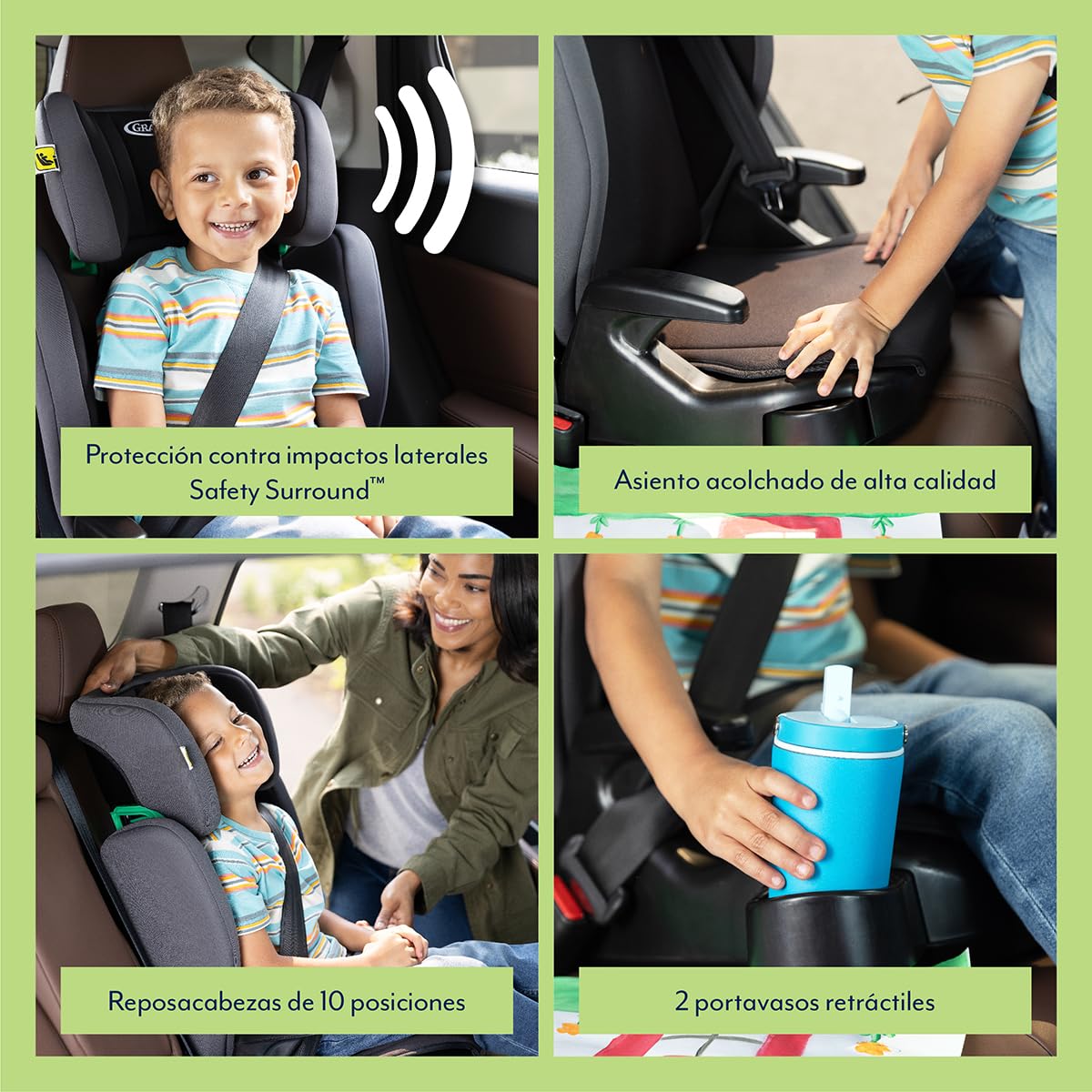 Graco - Junior Maxi i-Size R129 Elevador ligero con respaldo, de 100 a 150 cm de 3,5 a 12 años aprox, color Iron - 2