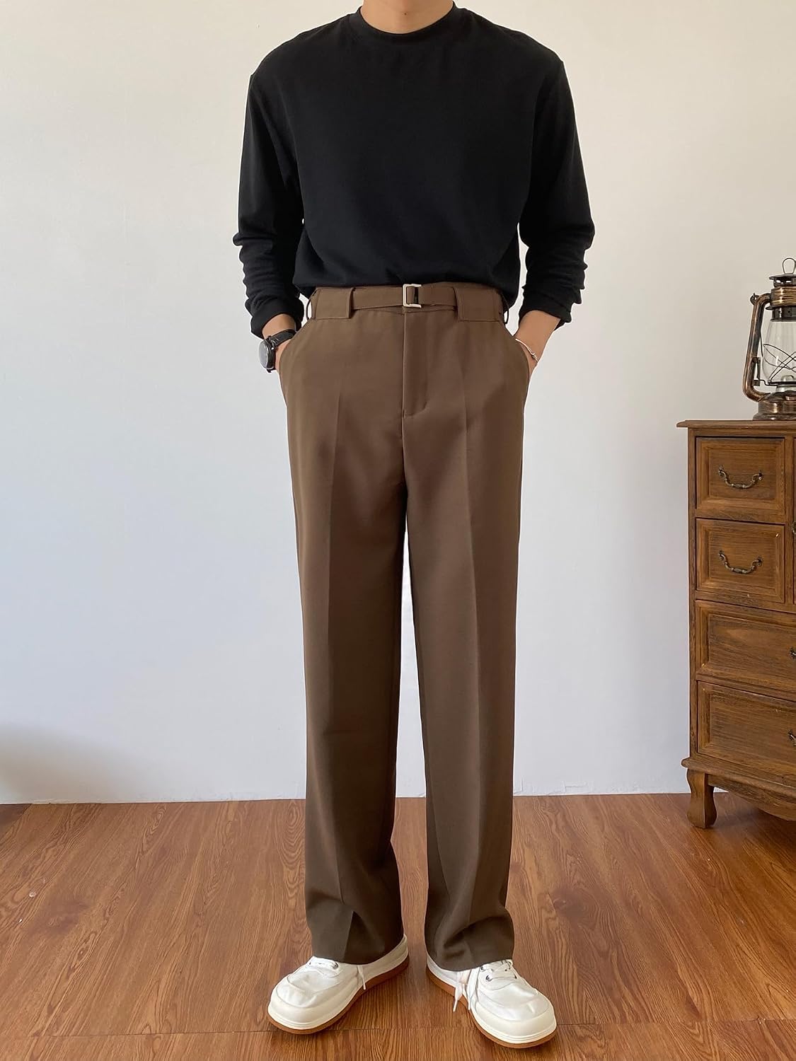 Men's Spring Fall Lightweight Straight Leg Dress Pants Office Casual Trousers Pants for Men