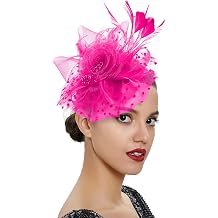 UTTPLL Fascinators for Women Tea Party Headband Kentucky Wedding Cocktail Flower Mesh Feathers Hair Clip Derby Hats